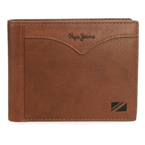 Pepe Jeans Kurtka Portfel z Portfelem Brązowy 12,5x9,5x1 cm Skóra by Joumma Bags, Brązowy brązowy, Talla única, Portfel z portfelem