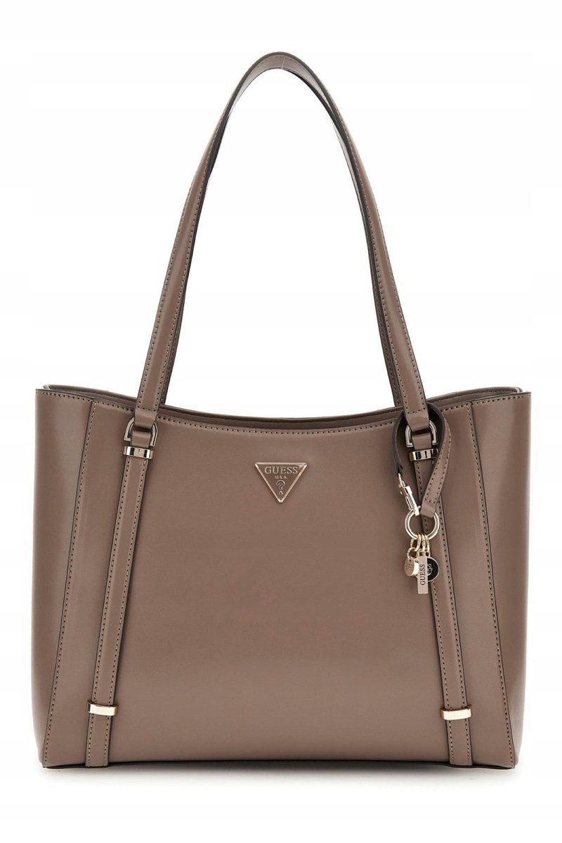 GUESS TOREBKA BRĄZOWA DAMSKA NA ZAMEK Z LOGO 33x26x8 1GŁA