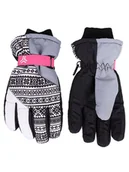 Rękawiczki dla dzieci - Rękawiczki narciarskie dziewczęce dziecięce pięciopalczaste wzór norweski 16 cm YOCLUB - YoClub - miniaturka - grafika 1