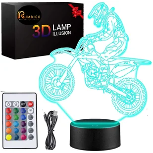 Lampka Nocna 3D MOTOR MOTOCYKL CROSS Prezent LED RGB + PILOT Rumbigo - Figurki dla dzieci Lampka Nocna 3D MOTOR MOTOCYKL CROSS Prezent LED RGB + PILOT Rumbigo - Figurki dla dzieci - miniaturka - grafika 1
