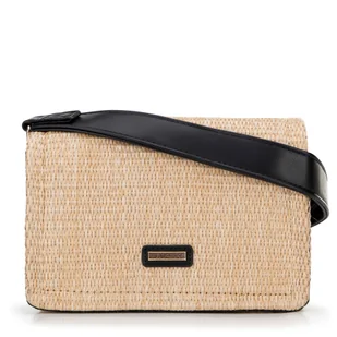 Damska crossbody z plecionki beżowo - czarna - Torebki damskie Damska crossbody z plecionki beżowo - czarna - Torebki damskie - miniaturka - grafika 1