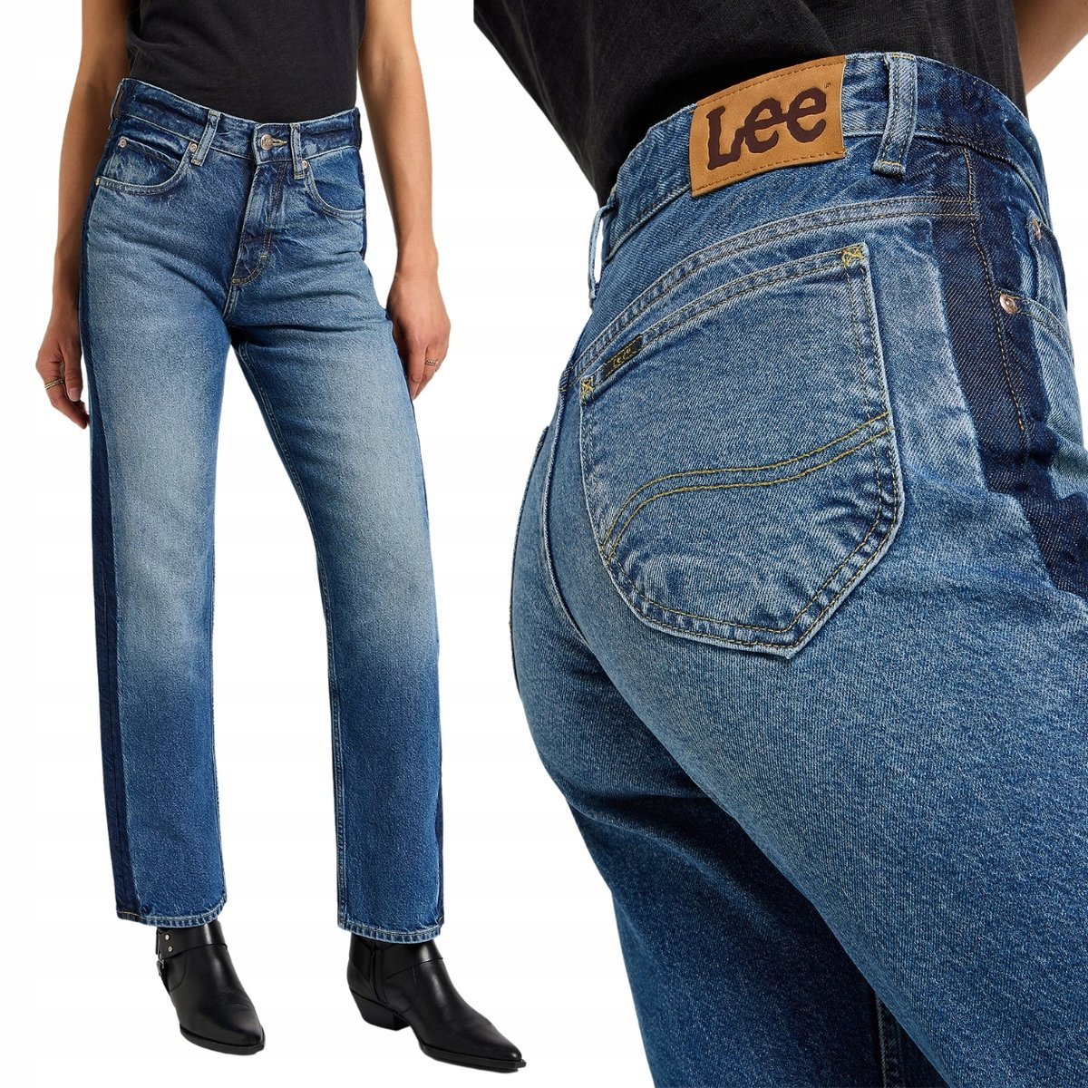 Lee RIDER CLASSIC wysokie proste luźne damskie spodnie jeansowe W31 L31