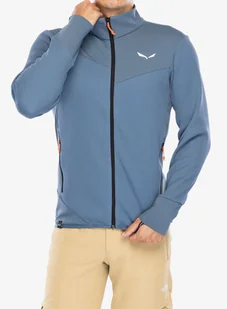 Bluza rozpinana Salewa Puez Waffle Hyb PL Jacket - java blue - Bluzy sportowe męskie - miniaturka - grafika 1