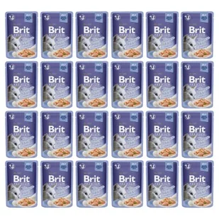 Brit Premium Cat Adult Delicate Fillets in Jelly with Salmon 24 x 85 g - Mokra karma dla kotów - miniaturka - grafika 1