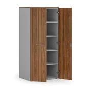 Szafy biurowe - Szafa biurowa z drzwiami PRIMO GRAY, 1781 x 800 x 600 mm, szary/orzech - miniaturka - grafika 1
