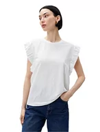 Koszulki i topy damskie - Koton Koszulka damska Crop V Neck Shirred Detail T-Shirt, biały (000), M - miniaturka - grafika 1
