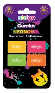 Zestaw gumek do ścierania neonowych STRIGO 4 sztuki - Gumki biurowe - miniaturka - grafika 1