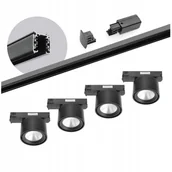 Lampy sufitowe - Zestaw szynowy 3 fazowy szyna 2m, 4x Led 10W Czarny kompletny zestaw - miniaturka - grafika 1