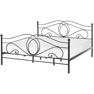 Beliani Łóżko metalowe 180 x 200 cm czarne LYRA 56420 - Łóżka Beliani Łóżko metalowe 180 x 200 cm czarne LYRA 56420 - Łóżka - miniaturka - grafika 1