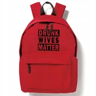 Torebki damskie - Plecak Szkolny Czerwony DRUNK WIVES MATTER Do Szkoły Zabawne Młodzieżowe Wz - miniaturka - grafika 1