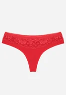 Majtki damskie - Czerwone Majtki Stringi z Bawełną Ozdobione Koronką Thelanthe - miniaturka - grafika 1