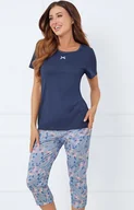 Piżamy damskie - Bawełniana piżama damska Amara, Kolor granatowy-wzór, Rozmiar S, Italian Fashion - Intymna - miniaturka - grafika 1