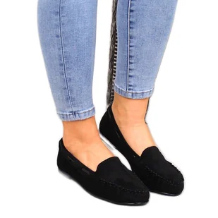 Mokasyny damskie zamszowe czarne Sergio Leone - Mokasyny damskie - miniaturka - grafika 1