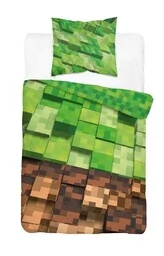 Detexpol Pościel bawełniana 140x200 Minecraft zielona dla gracza 4663 A Panelowa 38 - Pościel dla dzieci - miniaturka - grafika 1