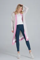 Swetry damskie - Sweter kardigan damski oversize M845 beż S/M - miniaturka - grafika 1