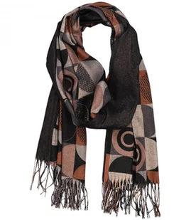 Ciepły szal szalik wzór geometryczne koła błyszcząca nitka 180x70 cm - Apaszki i szaliki damskie - miniaturka - grafika 1