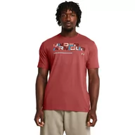 Koszulki sportowe męskie - Męski t-shirt z nadrukiem Under Armour UA Colorblock Wordmark SS - czerwony - UNDER ARMOUR - miniaturka - grafika 1