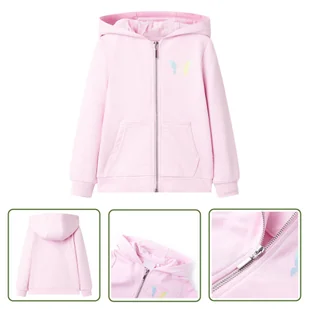 Bluza dziecięca z kapturem - jasnoróżowa - 128 - Bluza Dziecięca - Bluzy dla dziewczynek - miniaturka - grafika 1