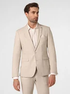 Garnitury - Finshley & Harding London Męska marynarka od garnituru modułowego Mężczyźni Slim Fit beżowy wypukły wzór tkaniny, 44 - miniaturka - grafika 1