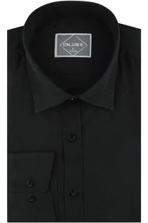 Koszule męskie - Koszula Męska Elegancka Wizytowa do garnituru czarna w delikatne kropki z długim rękawem w kroju SLIM FIT Dust B327 (XL, 43, 182/188) - DUST. - grafika 1