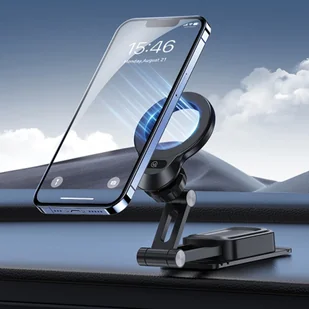 USAMS Składany uchwyt indukcyjny US-ZJ076 na deskę rozdz. czarny/black ZJ76ZJ01 - Ładowarki do telefonów - miniaturka - grafika 7