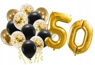 Balony i akcesoria - Zestaw balonów na 50 złoty urodziny dekoracje urodzinowe balon foliowy 40cm - miniaturka - grafika 1