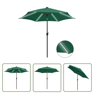 The Living Store Parasol ogrodowy z LED i aluminiowym słupkiem - 300 cm - zielony - Parasol Ogrodowy - Parasole ogrodowe - miniaturka - grafika 1