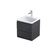 Szafki łazienkowe - Oristo Brylant szafka z umywalką wisząca 49x50x45 czarny mat OR36-SD2S-50-8-V3/UME-TW-50-91 | - miniaturka - grafika 1