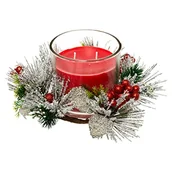 Świece - Feeric Christmas - Czerwona świeca zapachowa Środek stołu Szklany słoik z dekoracjami Liście 210 G - miniaturka - grafika 1