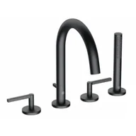 Baterie wannowe i prysznicowe - KLUDI 204253915 NOVA FONTE Puristic bateria wannowo-natryskowa, 4-otw., czarny mat - miniaturka - grafika 1