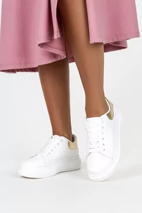 Białe sneakersy na platformie damskie buty sportowe sznurowane Casu BL373P-G-37 - Moda i Uroda OUTLET - miniaturka - grafika 1