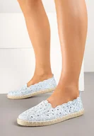 Trampki damskie - Niebieskie Tenisówki Ażurowe w Kwiatowy Wzór z Plecionki Donavia - miniaturka - grafika 1