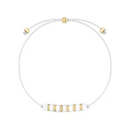 Bransoletki - Bransoletka sznurkowa z białą masą perłową i złotymi akcentami subtelna biżuteria damska - Manoki - miniaturka - grafika 1