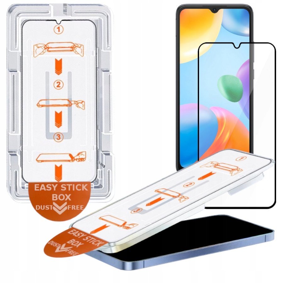 Szkło hartowane z ramką do montażu szybka EZ FREE DUST do Redmi 10C