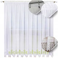 Firany - Firana gotowa długa 250x400 z gipiurą firanki z koronką do salonu firany - miniaturka - grafika 1