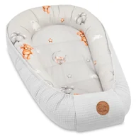 Kokony niemowlęce - Kokon niemowlęcy - 90x50 cm Gniazdo dla noworodków ręcznie wykonane obustronne z bawełny waflowej miś - miniaturka - grafika 1