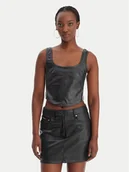 Koszulki i topy damskie - adidas Top Pleather KE5041 Czarny Slim Fit - miniaturka - grafika 1