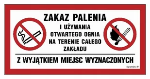 Zakaz palenia używania ognia terenie całego obiekt LIBRES POLSKA SP - Akcesoria BHP Zakaz palenia używania ognia terenie całego obiekt LIBRES POLSKA SP - Akcesoria BHP - miniaturka - grafika 1