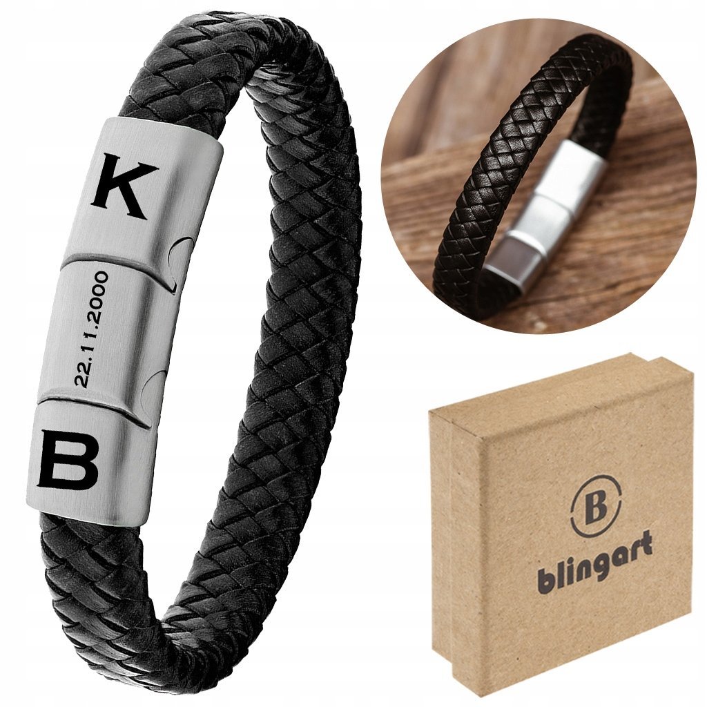 BLINGART Bransoletka damska SKÓRZANA potrójne zapięcie STAL GRAWER