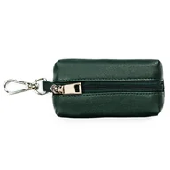 Etui na klucze - Etui na klucze ciemnozielone skórzane małe na suwak portfelik karabińczyk kółeczko na łańcuszku - miniaturka - grafika 1