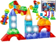 Klocki - Klocki Magnetyczne, Konstrukcyjne, Świecące Elementy, Figury 3D 64 El. - miniaturka - grafika 1