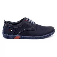 Półbuty męskie - Buty męskie skórzane casual 302GT granatowe - Buty Olivier - miniaturka - grafika 1