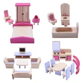 Domki dla lalek - Mebelki drewniane  - 22 elementy - miniaturka - grafika 1