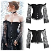 Odzież ciążowa - Gorset Czarny Gotycki Rękawami Wyszczuplający - miniaturka - grafika 1