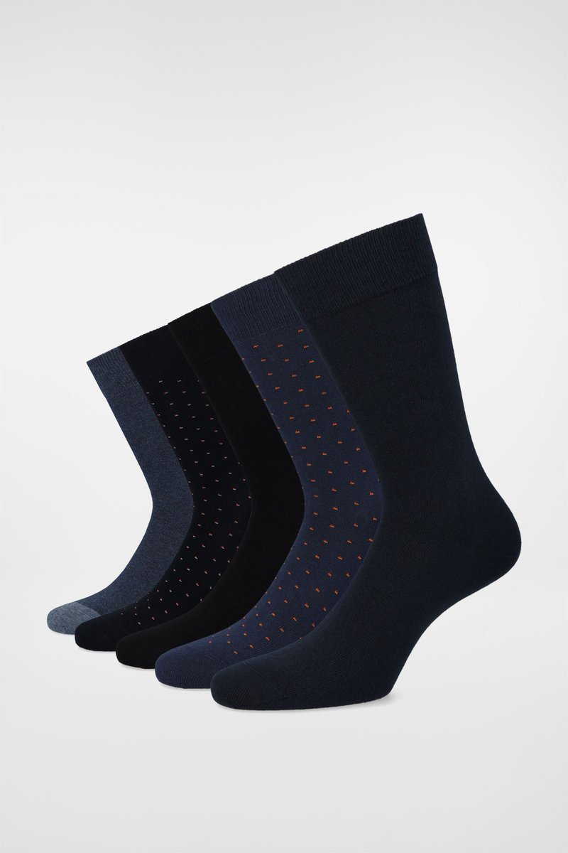 Zestaw 5 Par Wysokich Skarpet Gładkich i We Wzory PM11