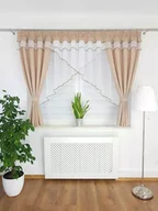 Firany - FIRANA GOTOWA Z ZASŁONAMI BRĄZOWA FIRANY DO KUCHNI DO SALONU WOAL ZASŁONY - miniaturka - grafika 1