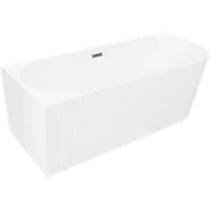 Wanny - Mexen Silo wanna wolnostojąca narożna lewa ryflowana 150 x 75 cm, biała, przelew gun metal - 52891507500L-95 - miniaturka - grafika 1