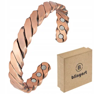 BLINGART Bransoletka miedziana męska magnetyczna BANGLA regulowana PREZENT - Bransolety męskie - miniaturka - grafika 1