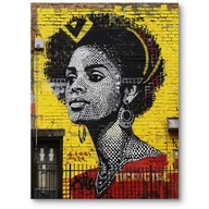 Obrazy i zdjęcia na płótnie - Plakat portret kobiety street art do salonu żółto-biały - miniaturka - grafika 1