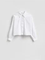 Koszule damskie - Reserved - Koszula z bawełną - biały - miniaturka - grafika 1